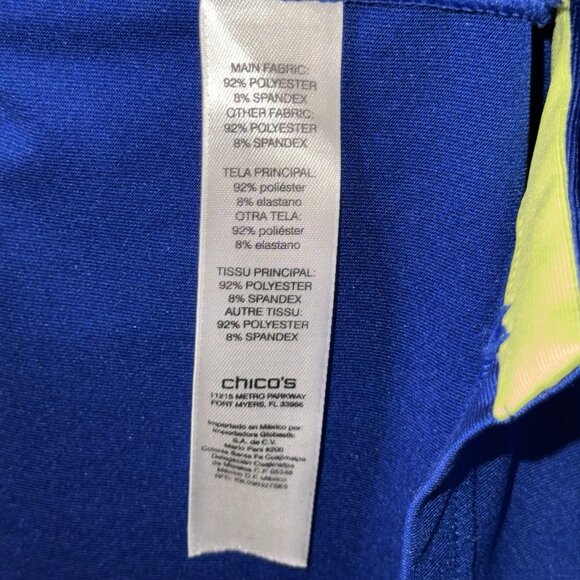 Chicos Zenergy Gold Dress Blue White striped Women’s 1 Lime 1/2 Zip Pockets - Picture 5 of 6